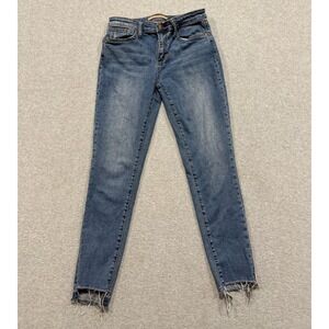 Joe's Jeans Womens 28 Skinny Ankle Length Jeans Raw Fringe Hems Medium Wash Blue